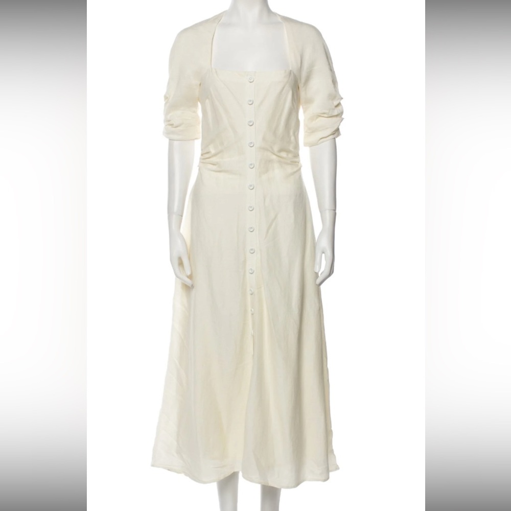 Cult Gaia Button Down Midi Dress in white/cream